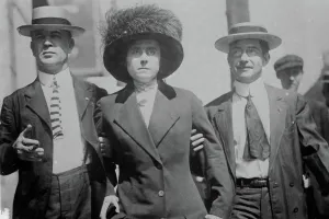 Straw Boater Prints: Mrs. Daisy Grace on way to court, between c1910 and c1915. Creator: Bain News Service