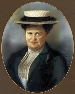 Straw Boater Prints: Mrs E. M. Smith of Dannevirke, 1890. Creator: Unknown