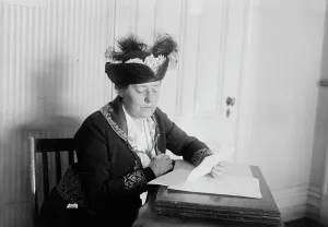 Feather Hat Prints: Mrs. E. Nevin, between c1915 and c1920. Creator: Bain News Service