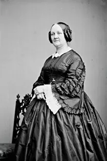 Hoop Skirt Gallery: Mrs. G. Bostwick, between 1855 and 1865. Creator: Unknown