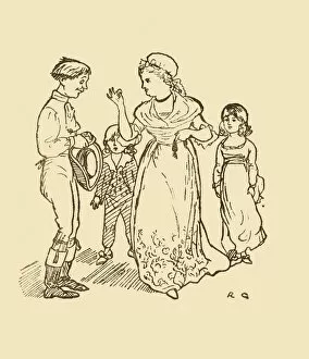 Cowper Gallery: Mrs Gilpin pays the postboy to find her husband, 1878, (c1918). Creator: Randolph Caldecott