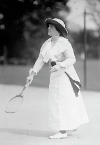 Tennis Racquet Prints: Mrs. J. Upshur Morehead, 1913. Creator: Harris & Ewing