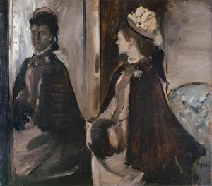 Flamboyant Prints: Mrs Jeantaud in the Mirror, c. 1875. Artist: Degas, Edgar (1834-1917)