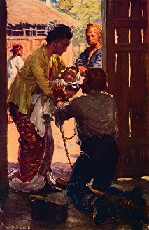 Strang Prints: Mrs. Judson Takes Her Child To Her Chained Husband, c1912