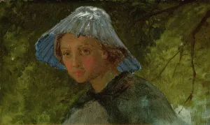 Mrs Linda Frolich with a Sunhat, 1859. Creator: Lorenz Frolich