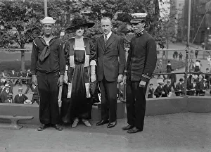 Training Ship Prints: Mrs. O. Harriman, Blaine Ewing, Lieut. McKinney, 1917. Creator: Bain News Service