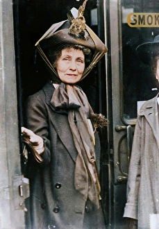 1913 Prints: Mrs. Pankhurst in doorway, 1913. Creator: Bain News Service