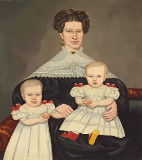 Images Dated 29th March 2021: Mrs. Paul Smith Palmer and Her Twins, 1835 / 1838. Creator: Erastus Salisbury Field