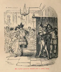 Mrs Sextus consoles herself with a Little Party, 1852. Artist: John Leech Mrs Sextus consoles herself with a Little Party, 1852. Artist: John Leech