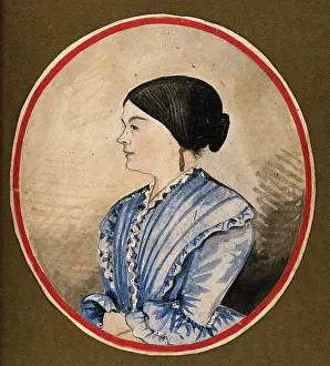 Black Hair Prints: Mrs Stephen Jenner in profile, head and shoulders