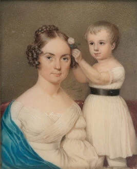 Adjusting Gallery: Mrs. William Gordon Ver Planck and Her Son Samuel Hopkins Ver Planck, ca. 1828. Creator: Unknown