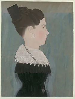 Millinery Prints: Mrs. William Waters, c. 1825/1830. Creator: Ruth Henshaw Bascom