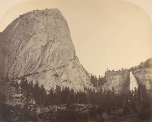Carleton Emmons Prints: Mt. Broderick and Nevada Fall. Fall = 700 ft. 1861, Yosemite