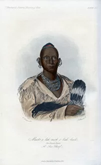 Muck-a-tah-mish-o-kah-kaik, The Black Hawk, A Sac Chief, 1848.Artist: Harris