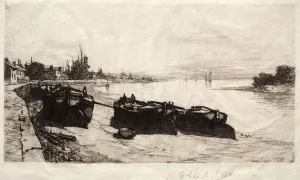 Mud Boats on the Thames, 1883. Creator: Charles Adams Platt (American, 1861-1933)