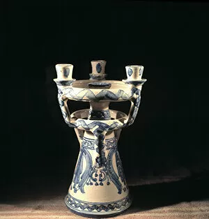 Ceramica Pintada Gallery: Muel ceramic candelabra, workshop of recovery of ancient potteries of the 15th and 16th centuries