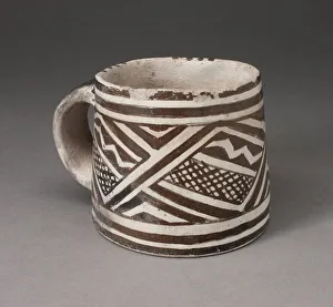 Mug with Interlocking Geometric Pattern with Zigzag Motifs and Crosshatching, 1100 / 1275