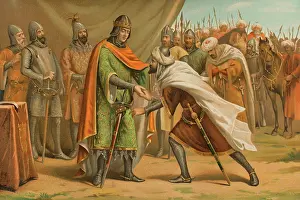 Muhammad I (1194-1273) kissing the hand of the King of Castile, March 1246, (1890). Creator: Unknown