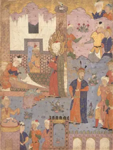 Muhammad Prints: Muhammad Revives the Sick Boy, Folio from a Falnama (Book of Omens) of Ja far al-Sadiq