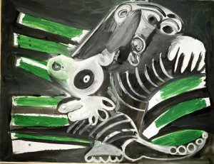 Images Dated 3rd September 2014: Mujer Sobre Fondo Negro Con Rayas Verdes