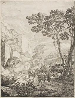 Both Jan Prints: The Two Mules, from a set of four Italian Landscapes, 1645/50. Creator: Jan Dirksz Both