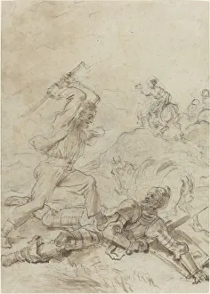 Muleteer Prints: The Muleteer Attacking Don Quixote as He Lies Helpless on the Ground
