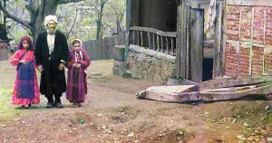 Schoolgirls Prints: Mullah with his female students near the Artomelinskaia mosque in Artvin