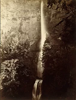 Carleton Emmons Collection: Multnomah Falls Cascade, Columbia River, 1867. Creator: Carleton Emmons Watkins