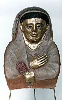 Ptolemy I Soter Collection: Mummy Mask in Stucco, Ptolemaic Dynasty