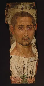 Mummy Prints: Mummy Portrait of a Bearded Man, A.D. 220-235. Creator: Unknown