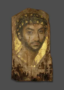 Mummy Prints: Mummy Portrait of a Man Wearing an Ivy Wreath, Fayum, Early to mid-2nd century