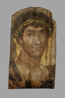 Mummy Prints: Mummy Portrait of a Man Wearing a Laurel Wreath, Fayum, Early to mid-2nd century