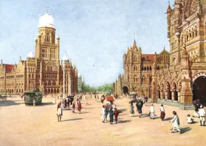 Mumbai Prints: The Municipal Offices and Victoria Terminus, Bombay, India, early 20th century