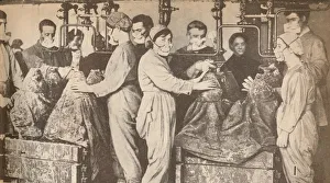 Filling Prints: Munition Workers Wearing Respirators While Filling Sells with Trinitrotoluene (T)