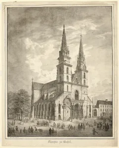 Alter Prints: Münster zu Basel, 1823. Creator: Domenico Quaglio II