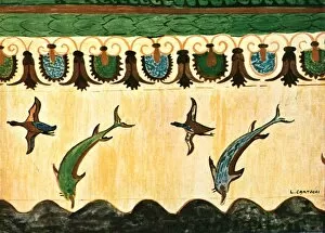 Aquatic Life Collection: Mural frieze in the Tomb of the Lionesses (Tomba delle Leonesse), Tarquinia, Italy, (1928)