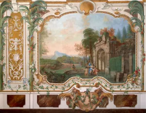Mural painting in the living room of the Chinese palace in Oranienbaum, Mid of the 18th century. Artist: Anonymous