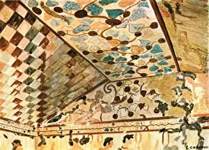 Encyclopaedia Of Colour Decoration Collection: Mural painting in the Tomb with the Banquet (Tomba del Triclinio), Tarquinia, Italy, (1928)
