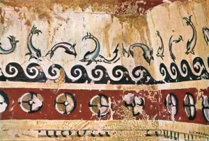 Fishes Prints: Mural painting in the Tomb of Typhon (Tomba del Tifone) at Tarquinia, Italy, (1928]