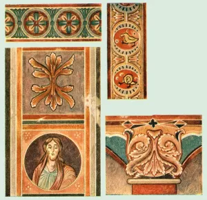 9th Century Prints: Detail of mural paintings in the Church of St