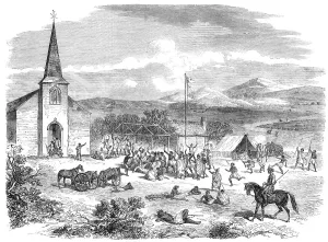 Maoris Prints: The murder of a missionary by the Maoris in New Zealand: savage dance