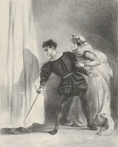 Images Dated 28th April 2020: The Murder of Polonius, 1834-43. 1834-43. Creator: Eugene Delacroix