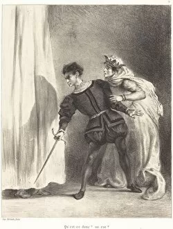 Incident Gallery: The Murder of Polonius (Act III, Scene IV), 1834 / 1843. Creator: Eugene Delacroix