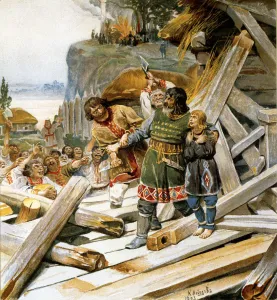 Klavdi Vasilyevich 1852 1916 Prints: Murder of Theodore the Varangian and his son John, 1903