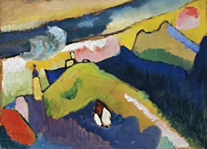 Kandinsky Gallery: Murnau. Mountain Landscape with Church, 1910. Artist: Kandinsky, Wassily Vasilyevich
