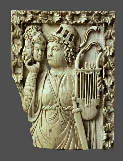 Medieval Art Gallery: Muse of the comedy with lyre, masks and sword, First quarter of 6th cen.. Creator