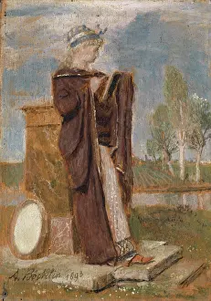Mirror Prints: The Muse Thalia, 1893. Creator: Arnold Bocklin