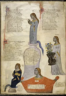 Four Muses (From Regia Carmina by Convenevole da Prato). Artist: Pacino di Buonaguida (active 1302-1343)