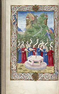 Pegasus Prints: The nine Muses with Pegasus and Mount Helicon (From Argumentum by Guarinus Veronensis)