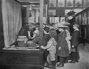 Schoolgirls Prints: At the museum - fourth grade, 1900. Creator: Frances Benjamin Johnston
